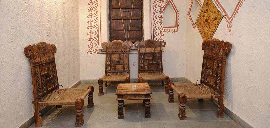 Seating Area inside Cottage: Chouki Dhani Resort